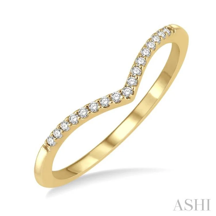 Personalized Diamond Ring-1/10 ctw Chevron Round Cut Diamond Petite Ring in 10K Yellow Gold