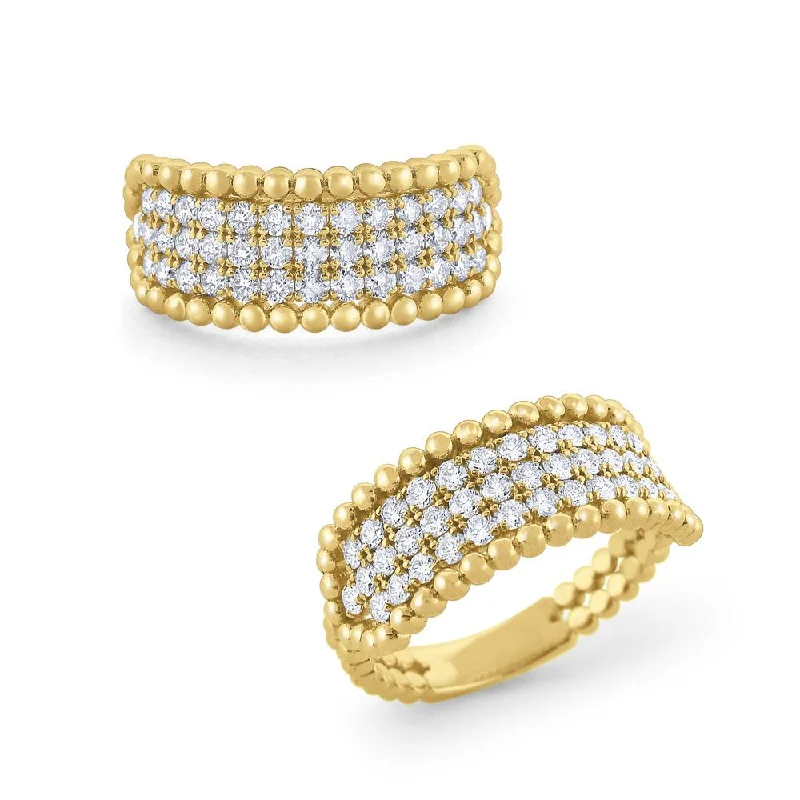 Classic Ring for Women-Diamond & 14 Kt. Gold Milgrain Ring