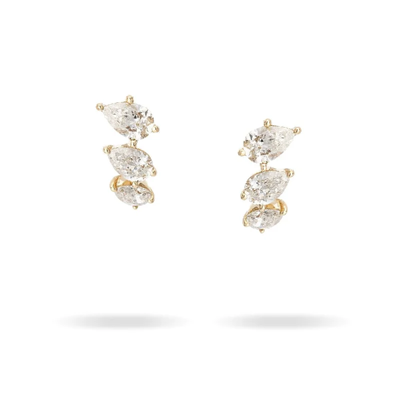 Dangle Earrings with Gems-Pear Diamond J Hoops - Lab Grown