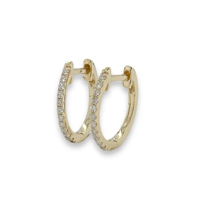 Simple Hoop Earrings for Brides-14K Y Gold 0.17ctw Oval Diamond Hoop Earrings