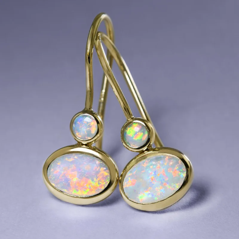 Sterling Silver Earrings for Women-Fab Australian Opal Drops