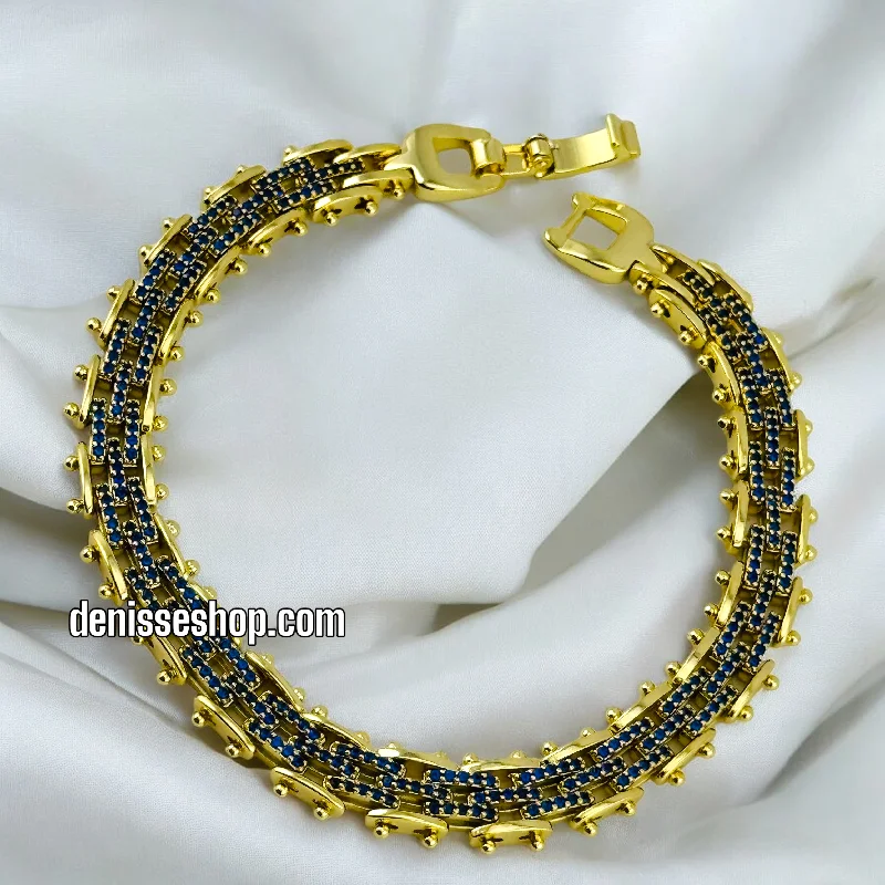 Simple Leather Bracelet for Women-14K BLUE GOLD BRACELET BR435