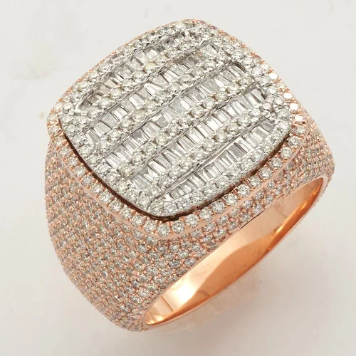 Trendy Wedding Rings-14KR+W 4.75CTW BAGUETTE DIAMOND MENS RING