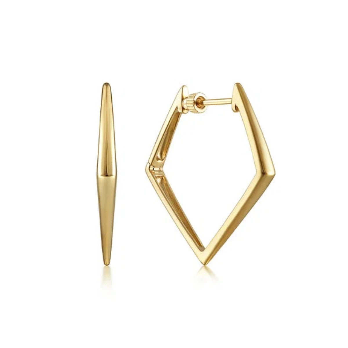 Classic Dangle Earrings-14K Y Gold 30mm Triangular Classic Hoop Earrings