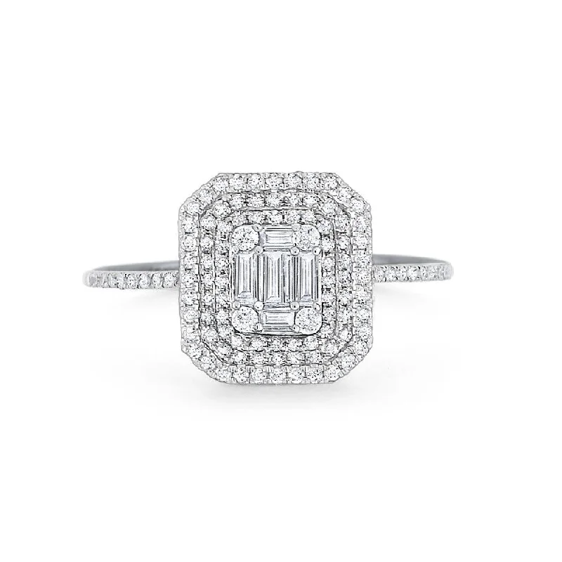 Silver Ring with Diamonds-Diamond Metropolis Ring Set in 14 Kt. Gold