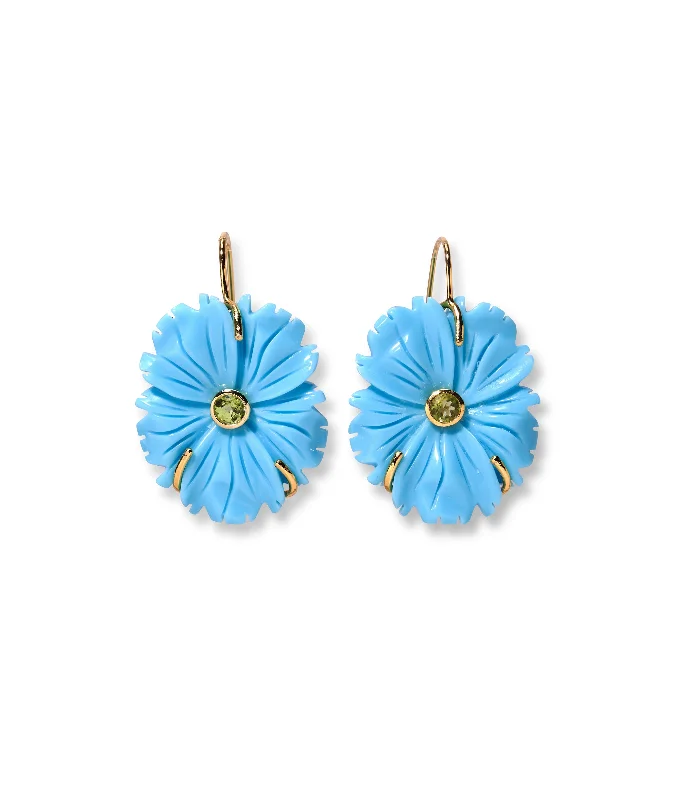 Rose Gold Earrings-New Bloom Earrings in Cerulean