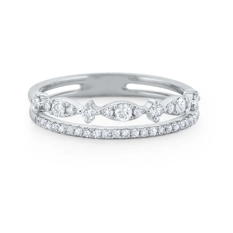 Stunning Gold Ring for Women-Diamond Double Line Miracle Marquise Band Set in 14 Kt. Gold