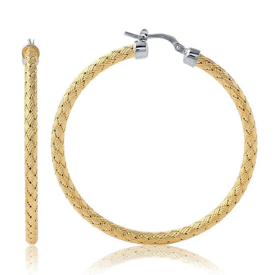 Chic Pearl Earrings-YGP Sterling 45MM Round Mesh Hoop Earrings