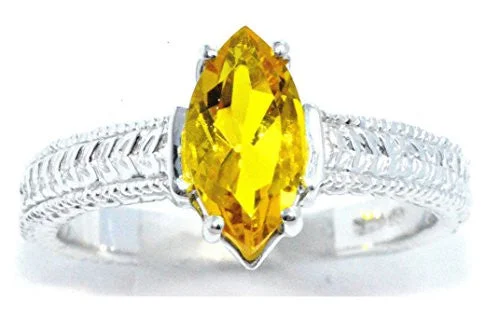 Platinum Wedding Band for Couples-1 Ct Citrine Marquise Ring .925 Sterling Silver Rhodium Finish