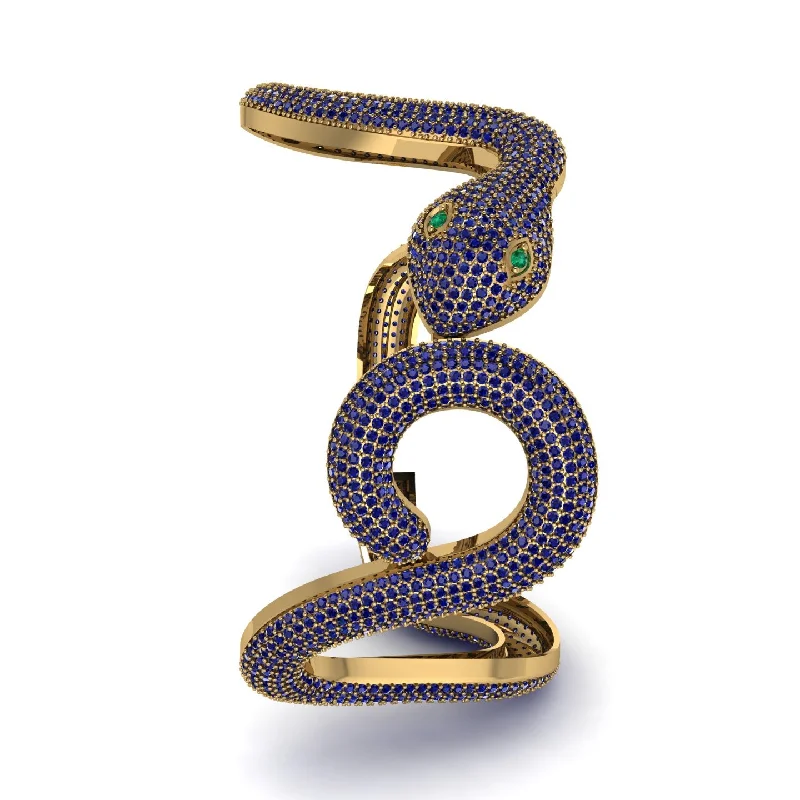 Personalized Silver Bracelet with Diamonds-Gorgeous Sapphire Snake Bracelet - Ronald No. 19