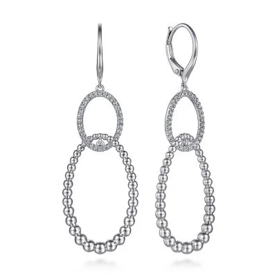 Silver Statement Earrings-Sterling Silver White Sapphire Bujukan Drop Earrings