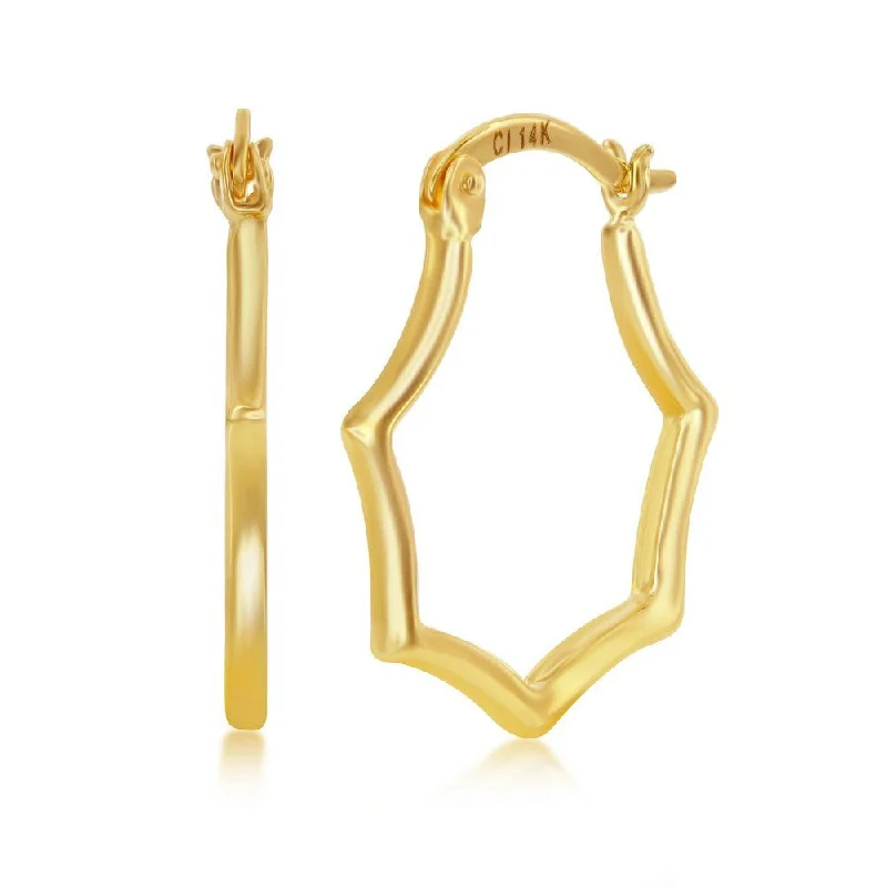 Elegant Gemstone Earrings-14K Y Gold Geometric Hoop Earrings