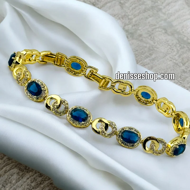 Custom Beaded Bracelet for Bridesmaids-14K BLUE DESIGN BRACELET BR493