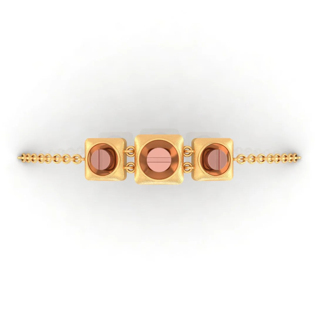 Custom Gold Bracelet for Weddings-18KT (750) Yellow Gold Square Charm Bracelet (Free Size - Adjustable)