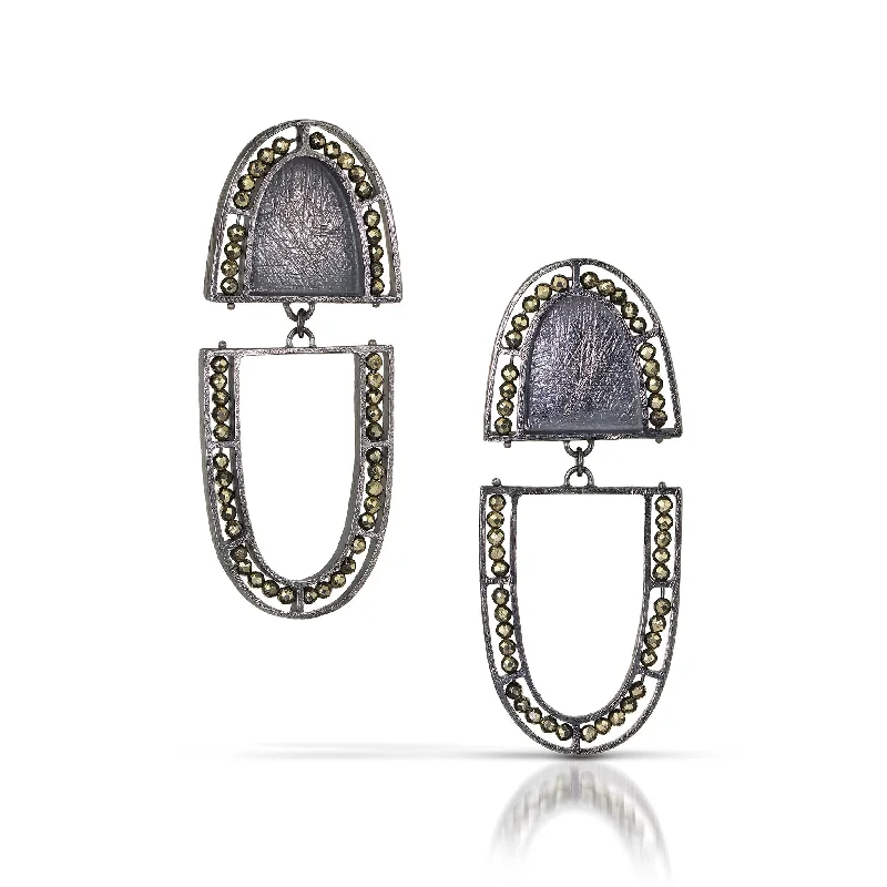 Classic Stud Earrings-Segment Oval Arch Earrings - solid top