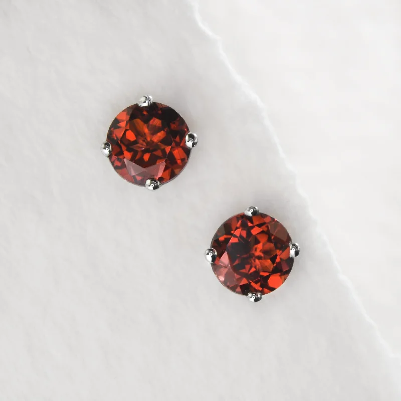 Party Earrings for Women-Bright Garnet Studs