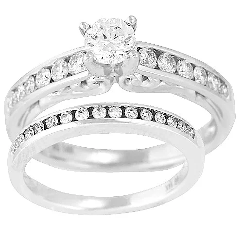 Unique Wedding Ring Set for Couples-14KW 1.00CTW DIAMOND BRIDAL SET