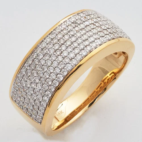 Modern Silver Wedding Band-14KY 1.00CTW DIAMOND MENS PAVE BAND - 7 ROWS