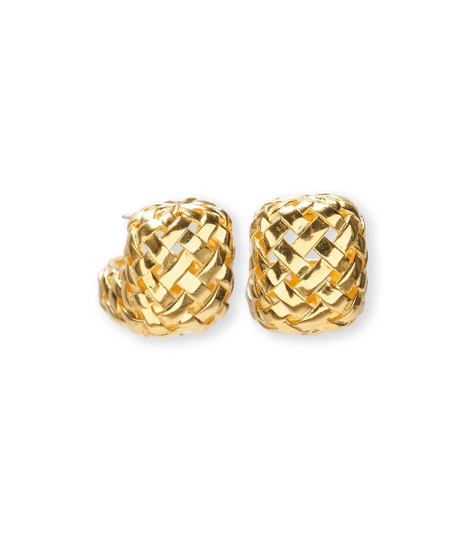 Gorgeous Stud Earrings-Woven Hoops in Gold