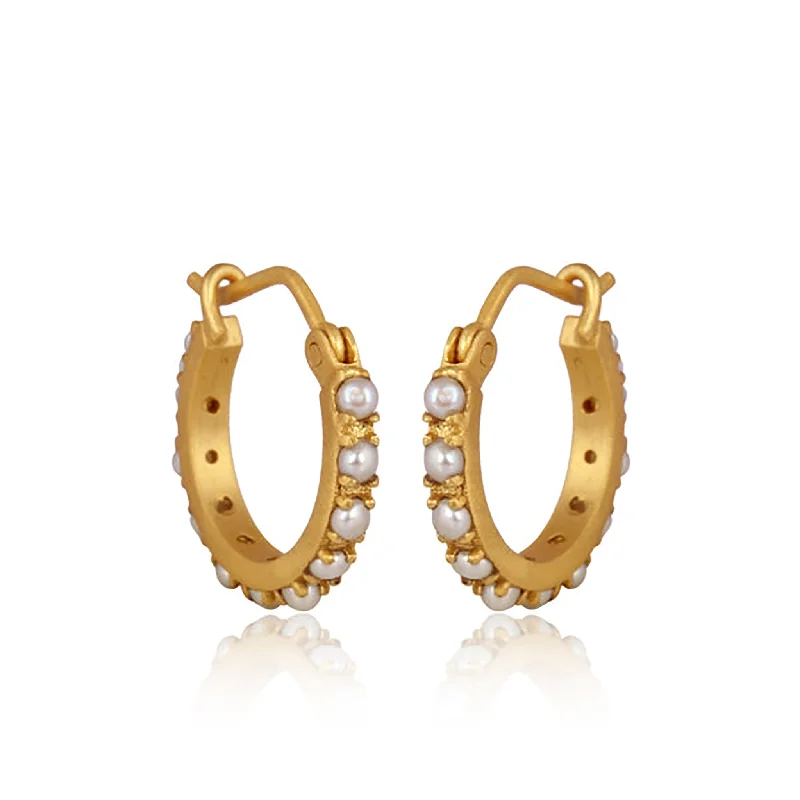 Designer Earrings for Special Occasions-Pearl Huggies