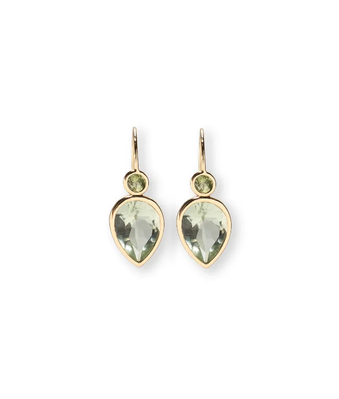 Elegant Gemstone Stud Earrings-14k Gold Hera Earrings in Green Amethyst