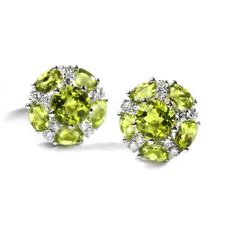 Stylish Hoop Earrings-Extra Delicious Peridot Clusters