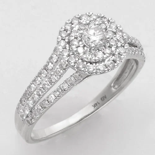 Gemstone Ring for Women-14KW 0.75CTW DIAMOND BRIDAL RING - DOUBLE ROUND