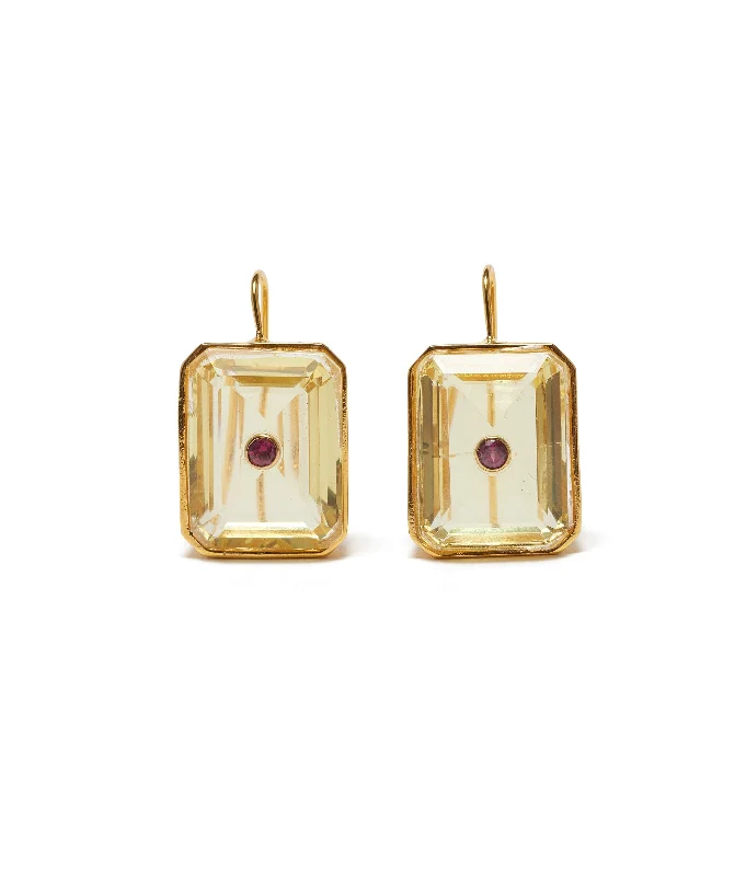 Elegant Gemstone Stud Earrings-Tile Earrings in Citrine