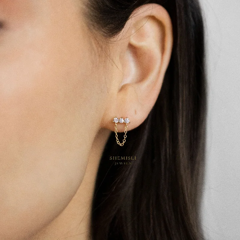 Bridal Earrings with Diamonds-Tiny Bar CZ Studs Earrings, Unisex, Gold, Silver SHEMISLI SS145, SS265, SS266, SS267, SS268