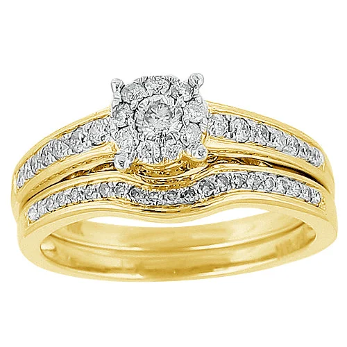 Classic Wedding Ring for Couples-14KY 0.50CTW DIAMOND FLEUR BRIDAL SET