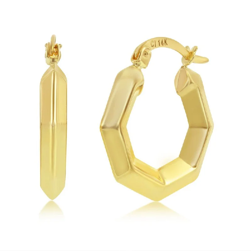 Modern Drop Earrings-14K Y Gold 22X20mm Geometric Hoop Earrings