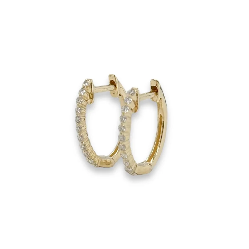 Silver Earrings for Bridesmaids-14K Y Gold 0.17ctw Diamond Hoop Earrings