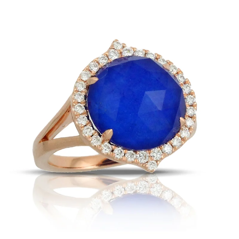 Vintage Diamond Engagement Ring-Doves Royal Lapis Collection 18K Rose Gold Diamond Ring