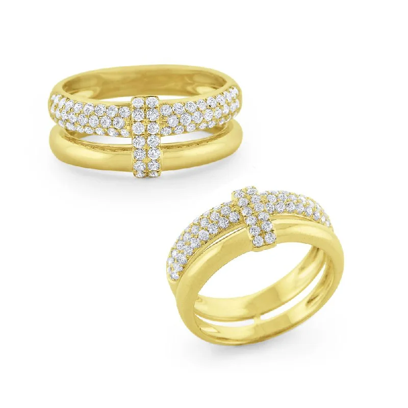 Elegant Custom Ring-Diamond Pavé Overlay Ring Set in 14 Kt Gold