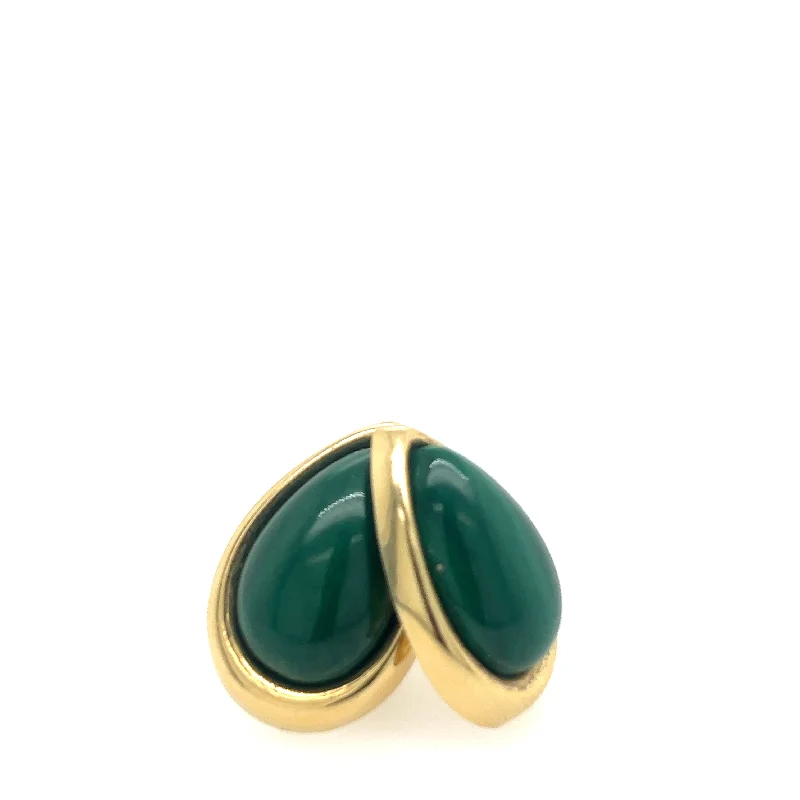 Swarovski Crystal Earrings-14K Yellow Gold Malachite Earrings