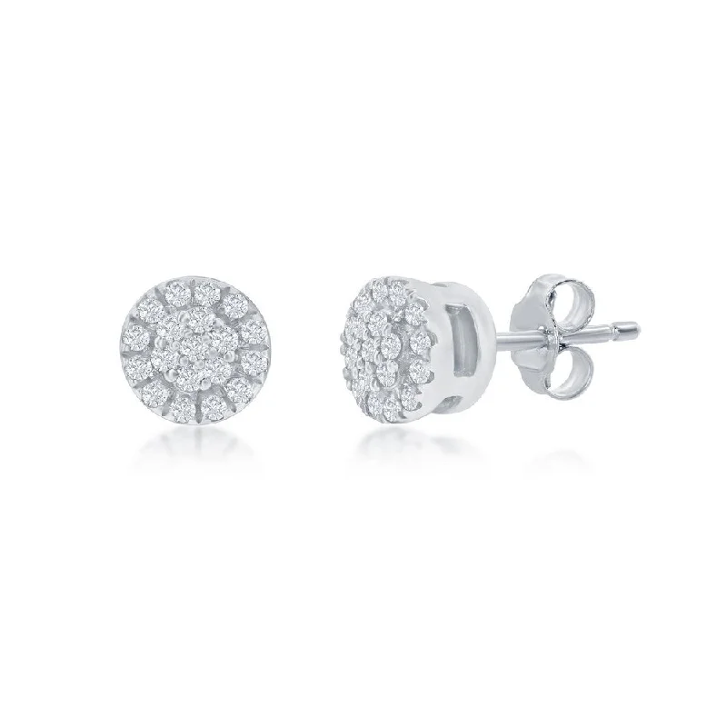 Bridal Earrings with Pearls-SS 0.07ctw 4mm Round Diamond Stud Earrings