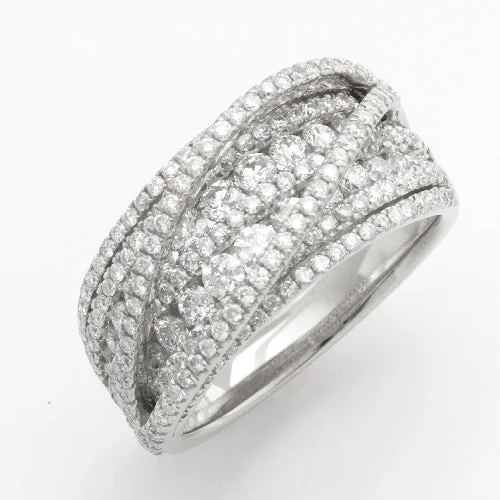 Simple Silver Engagement Ring-14KW 1.55CTW DIAMOND FANCY MULTI LAYER BAND