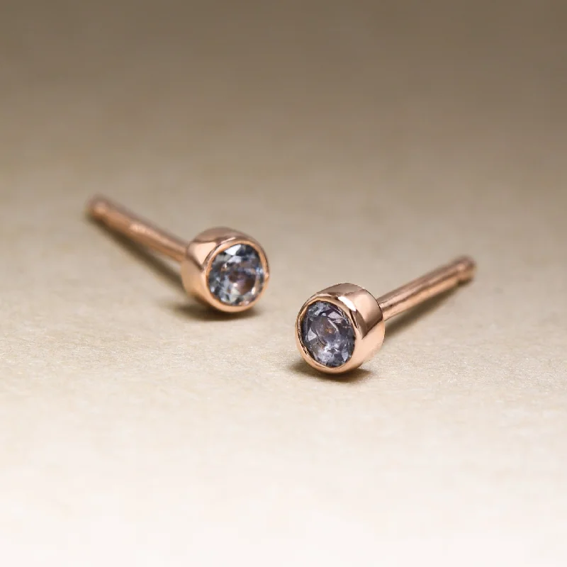 Custom Diamond Earrings-Very Tiny Gray Spinel Studs