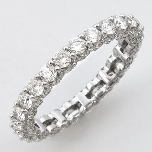 Large Diamond Wedding Ring-14KW 2.20CTW DIAMOND MACHINE SET ETERNITY BAND