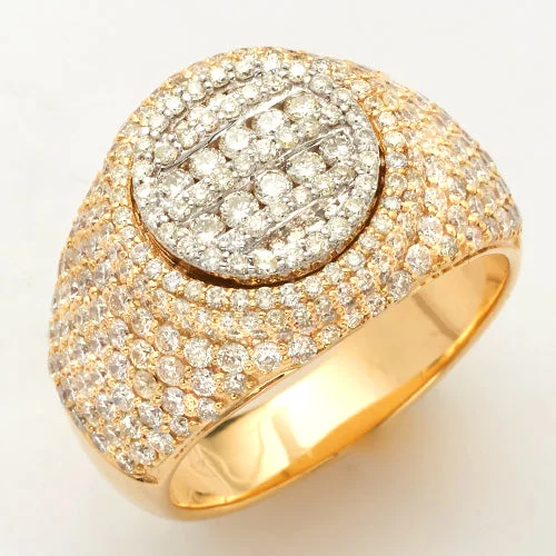 Men's Wedding Band-14KY+W 3.00CTW DIAMOND ROUND FACE MENS RING