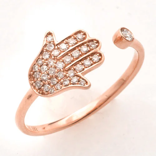 Heart Shaped Engagement Ring-14KR 0.20CTW DIAMOND OPEN DESIGN HAMZA PINKY RING