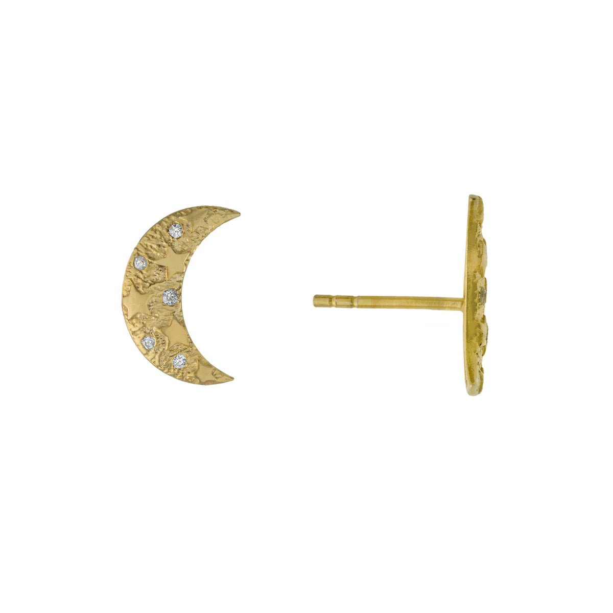 Fashionable Stud Earrings-YGP Sterling CZ Moon Stud Earrings