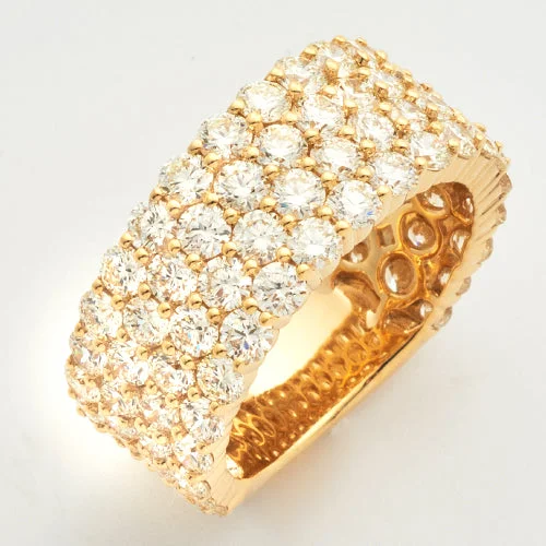 Gold Ring with Citrine-14KY 7.00CTW DIAMOND 4 ROW MENS BAND