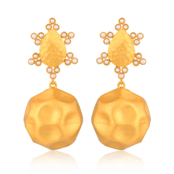 Unique Gold Earrings-Playa del Sol Drop Earrings - Pearl