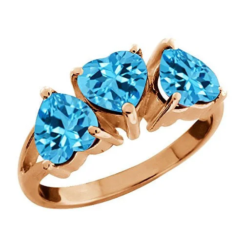 Men's Wedding Band-3 Ct Blue Topaz Heart Ring 14Kt Rose Gold Plated