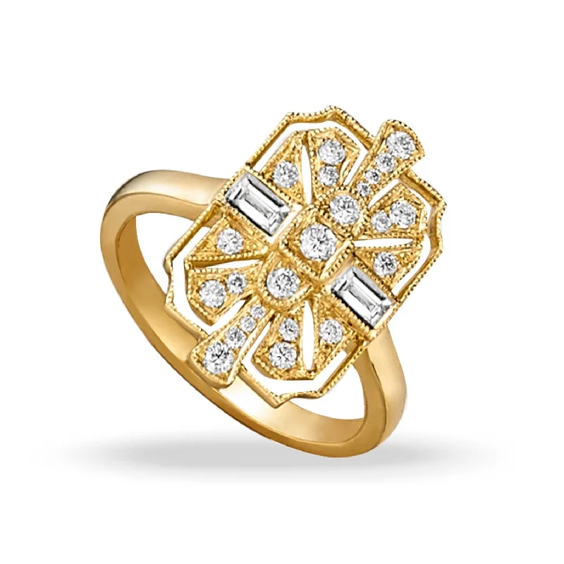 Men's Ring with Diamonds-Doves Diamond Fashion Collection 18K Yellow Gold Diamond Ring