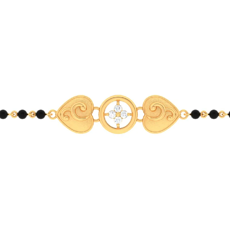 Elegant Diamond Bracelet-18k Unique Gold Mangalsutra Bracelet With Four Diamonds From Pc Chandra Diamond Mangalsutra Collection