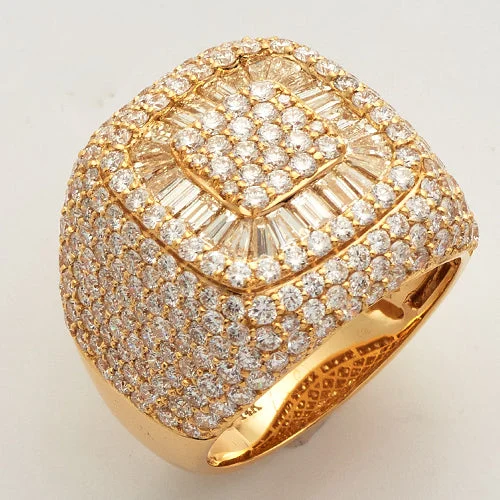 Fashionable Stackable Rings-14KY 6.00CTW BAGUETTE DIAMOND MENS RING