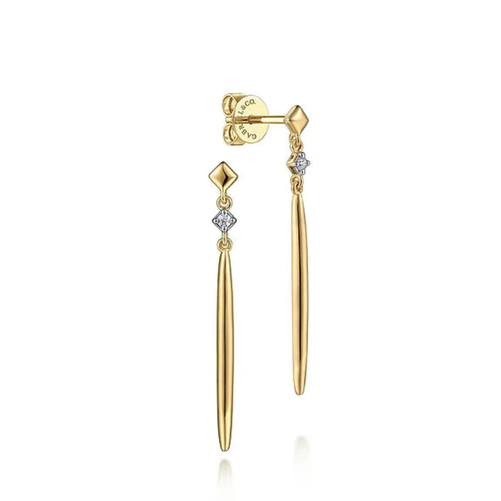 Wedding Jewelry Earrings-14K Y Gold 0.04ctw Diamond Drop Earrings