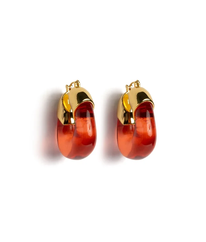 Vintage Earrings for Women-Organic Hoops in Persimmon